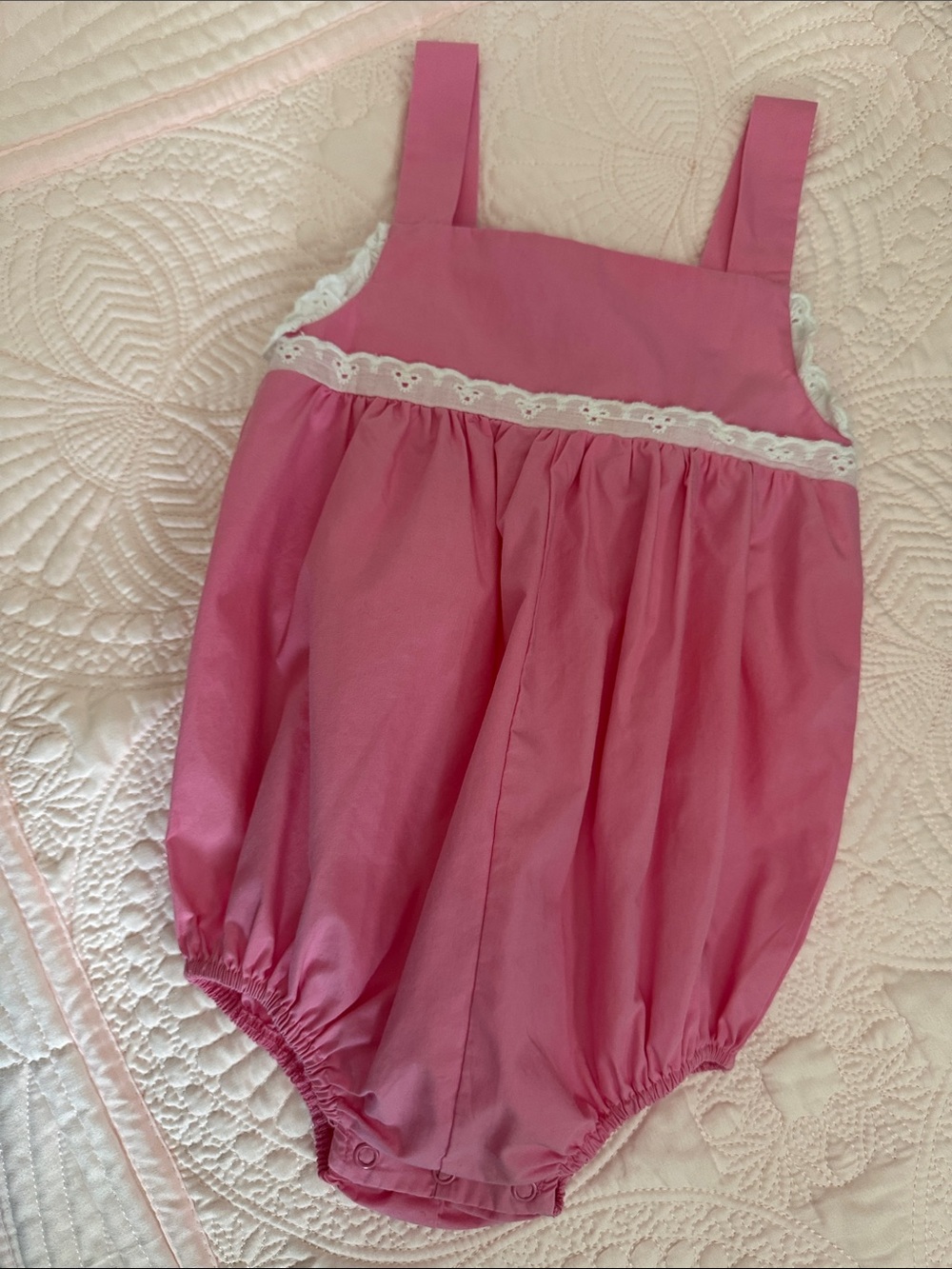 The Beaufort Bonnet Company Pink Lace Trim Bubble One-Piece